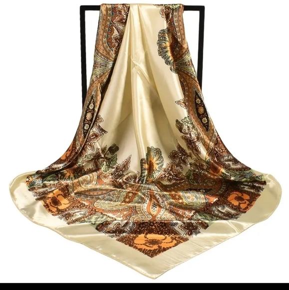 Vintage Splicing Patterns Square Satin Scarf
